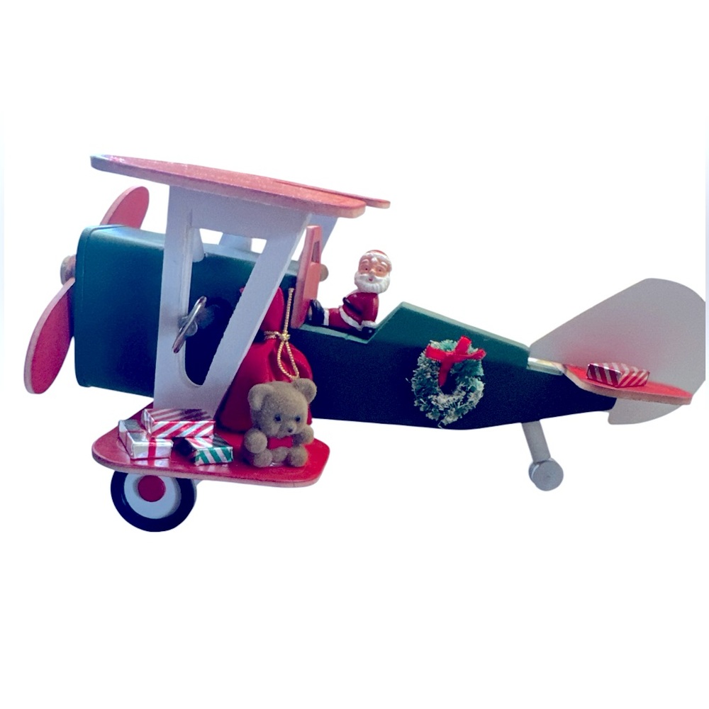 Musical Wooden Santa Airplane
